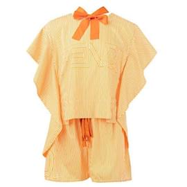 Fendi-Ensemble à volants Fendi à fines rayures-Orange