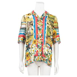 Dolce & Gabbana-Dolce & Gabbana – Kurzärmliges bedrucktes Seidenhemd-Mehrfarben