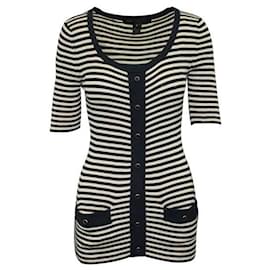 Autre Marque-Contemporary Designer Striped Short Sleeve Cardigan-Multiple colors