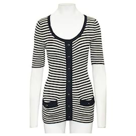 Autre Marque-Contemporary Designer Striped Short Sleeve Cardigan-Multiple colors