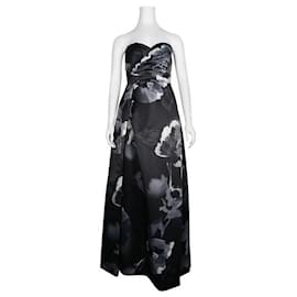 Autre Marque-Zeitgenössisches, trägerloses Designerkleid mit Blumenmuster in dunkler Farbe-Schwarz