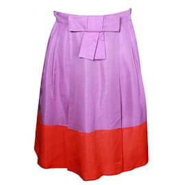 Autre Marque-Contemporary Designer Kate Spade Purple & Orange Midi Skirt-Purple