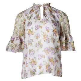 Alice + Olivia-Alice + Olivia Floral Silk & Cotton Summer Top-Other