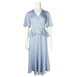 Autre Marque-Contemporary Designer Blue Spotted Sun Dress-Blue