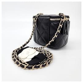 Chanel-Chanel  Lambskin Camellia Vanity Small Crossbody Bag AP2158-Black
