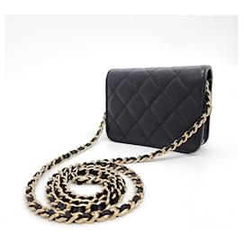 Chanel-Mini sac à bandoulière Chanel Caviar-Noir