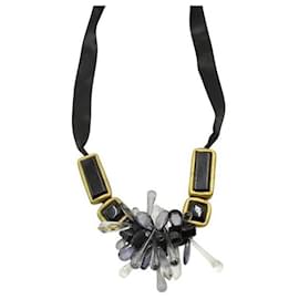 Marni-Marni Schwarz, Halskette aus Kunstharz in Grau und Gold / im Gürtel-Schwarz