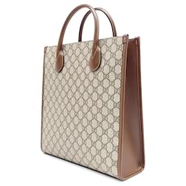 Gucci-Gucci  Interlocking G Tote Convertible Shoulder Bag (723308)-Brown,Beige