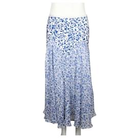 Diane Von Furstenberg-Diane Von Furstenberg Blue and White Silk Midi Skirt-White