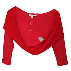 Autre Marque-Blusa elegante vermelha brilhante de designer contemporâneo com gravata na frente-Vermelho