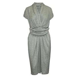 Autre Marque-Contemporary Designer Light Grey Draped Dress-Grey