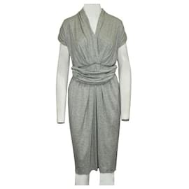 Autre Marque-Contemporary Designer Light Grey Draped Dress-Grey