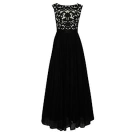 Autre Marque-Vestido de noite de malha preto e branco de designer contemporâneo-Preto