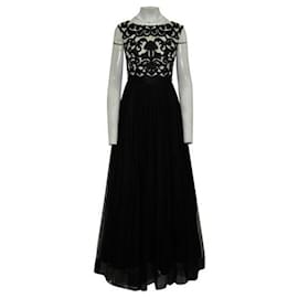 Autre Marque-Contemporary Designer Black And White Mesh Evening Dress-Black