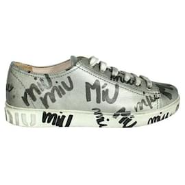 Miu Miu-Miu Miu Flieger-Sneaker aus Nappaleder-Grau
