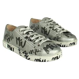 Miu Miu-Miu Miu Flieger-Sneaker aus Nappaleder-Grau