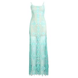 Autre Marque-Contemporary Designer Lace Long Dress-Turquoise