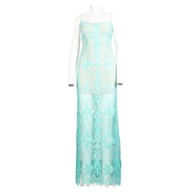 Autre Marque-Contemporary Designer Lace Long Dress-Turquoise