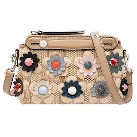 Fendi-Fendi Mini Flowerland By The Way Straw Satchel-Beige
