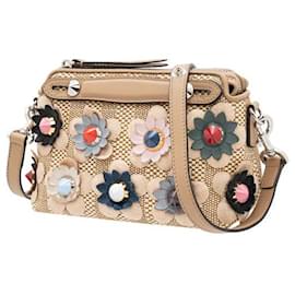 Fendi-Fendi Mini Flowerland By The Way Straw Satchel-Beige