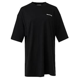 Balenciaga-T-shirt oversize con logo Balenciaga-Nero