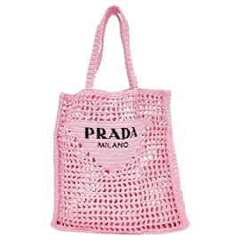 Prada-Prada – Gehäkelte Umhängetasche-Pink