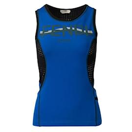 Fendi-Camiseta de tirantes deportiva con logotipo FF de Fendi-Azul