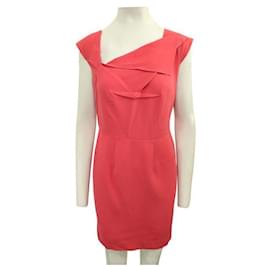 Roland Mouret-Roland Mouret Coral Pink Asymmetric Dress-Coral
