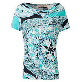 Emilio Pucci Bluse mit U-Boot-Ausschnitt Blau