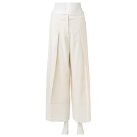 Autre Marque-Pantaloni svasati bianchi dal design contemporaneo-Bianco
