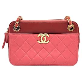 Chanel-Bolso de hombro con cadena Chanel-Rosa,Roja