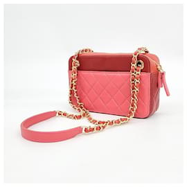 Chanel-Bolsa de ombro com corrente Chanel-Rosa,Vermelho