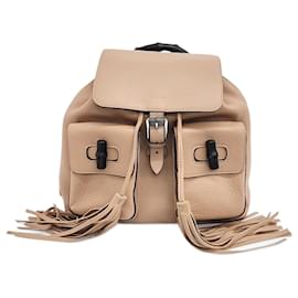 Gucci-Gucci  Snake-Embellished Backpack (370833)-Beige