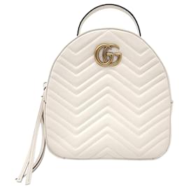 Gucci-Gucci Marmont Matelassé-Rucksack (476671)-Weiß