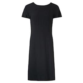 Autre Marque-Contemporary Designer Midi Round Neck Dress-Black