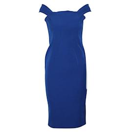 Autre Marque-Vestido Slim Fit Azul Cobalto de Designer Contemporâneo-Azul