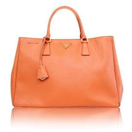 Prada-PRADA Saffiano Luxe Orange Tote Bag-Orange