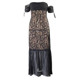 RACHEL ZOE Vestido de encaje negro nude Negro
