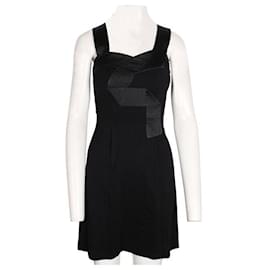 Autre Marque-CONTEMPORARY DESIGNER Black Dress With Satin Details-Black