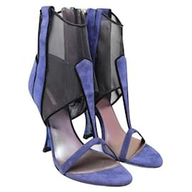 Giorgio Armani-GIORGIO ARMANI Purple Suede Mesh Sandals-Navy blue