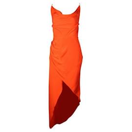 Autre Marque-Bright Orange Mini Backless Dress With Spaghetti Shoulder Straps-Orange