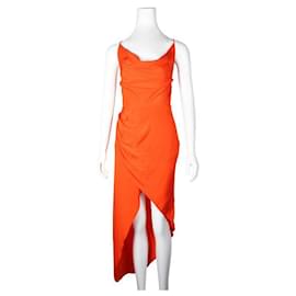 Autre Marque-Bright Orange Mini Backless Dress With Spaghetti Shoulder Straps-Orange