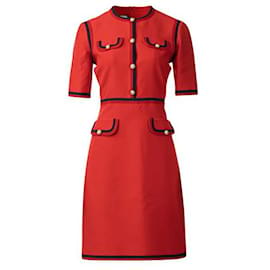 Gucci-Minivestido con ribete de cinta de grogrén de Gucci-Roja