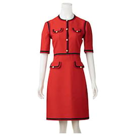 Gucci-Minivestido com fita de gorgorão Gucci-Vermelho