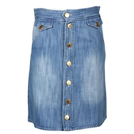 Isabel Marant Etoile-Isabel Marant Etoile Minigonna in denim dalla linea ad A-Blu