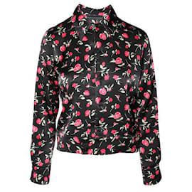 Reformation-Camisa de seda com estampa de rosas da Reforma com gola-Outro
