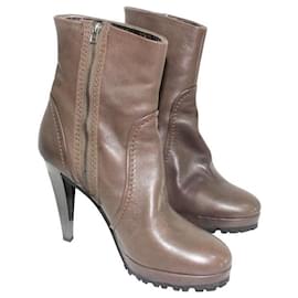 Autre Marque-CONTEMPORARY DESIGNER Leather Ankle Boots-Brown