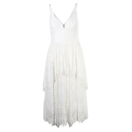 Autre Marque-CONTEMPORARY DESIGNER Lace Deep V Neck Dress-White