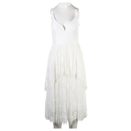 Autre Marque-CONTEMPORARY DESIGNER Lace Deep V Neck Dress-White