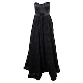 Autre Marque-CONTEMPORARY DESIGNER Pleat Bodice Rosette Ball Gown-Black